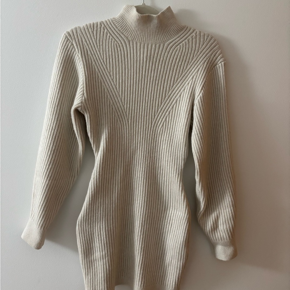H&M Soft Cream Turtleneck Sweater Dress